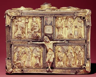 Sommet du reliquaire du livre Domnach Airgid, Clones, comté de Monaghan, 8ème siècle, remanié vers 1350